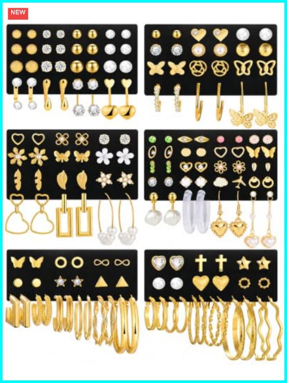 84 Pairs Stud Hoop Earrings Set Women Hypoallergenic Alloy Gift